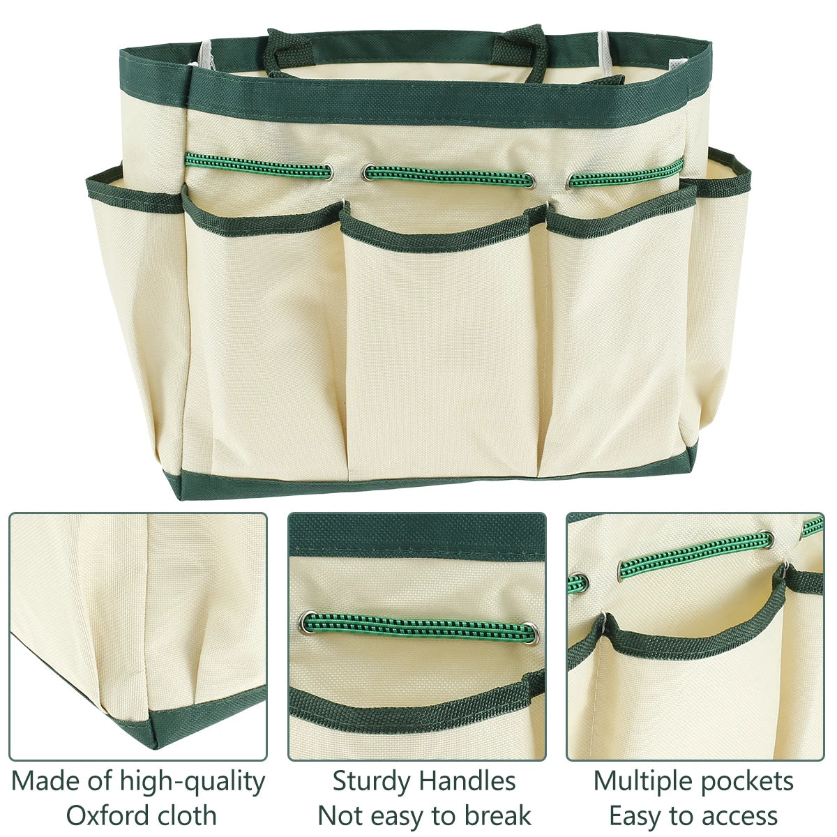 Werkzeugtasche aus 600D Oxford-Gewebe, Mehrzweck Gartentasche mit Mehreren Fächern, 12 L Aufbewahrungstasche fur Gartenwerkzeuge